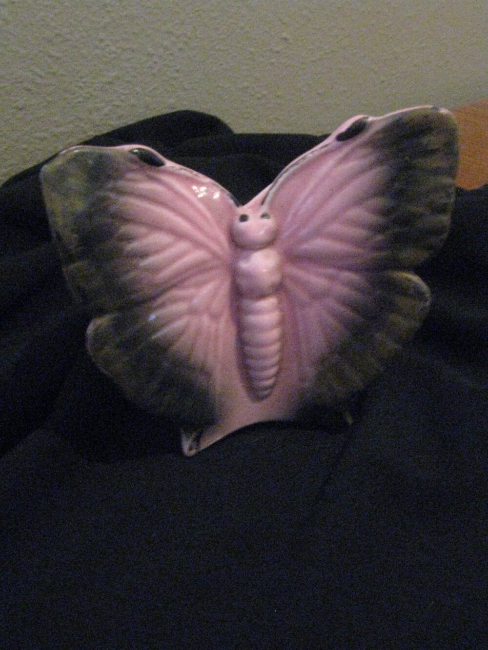 1950s Pink Black Gold Butterfly Wall Pocket